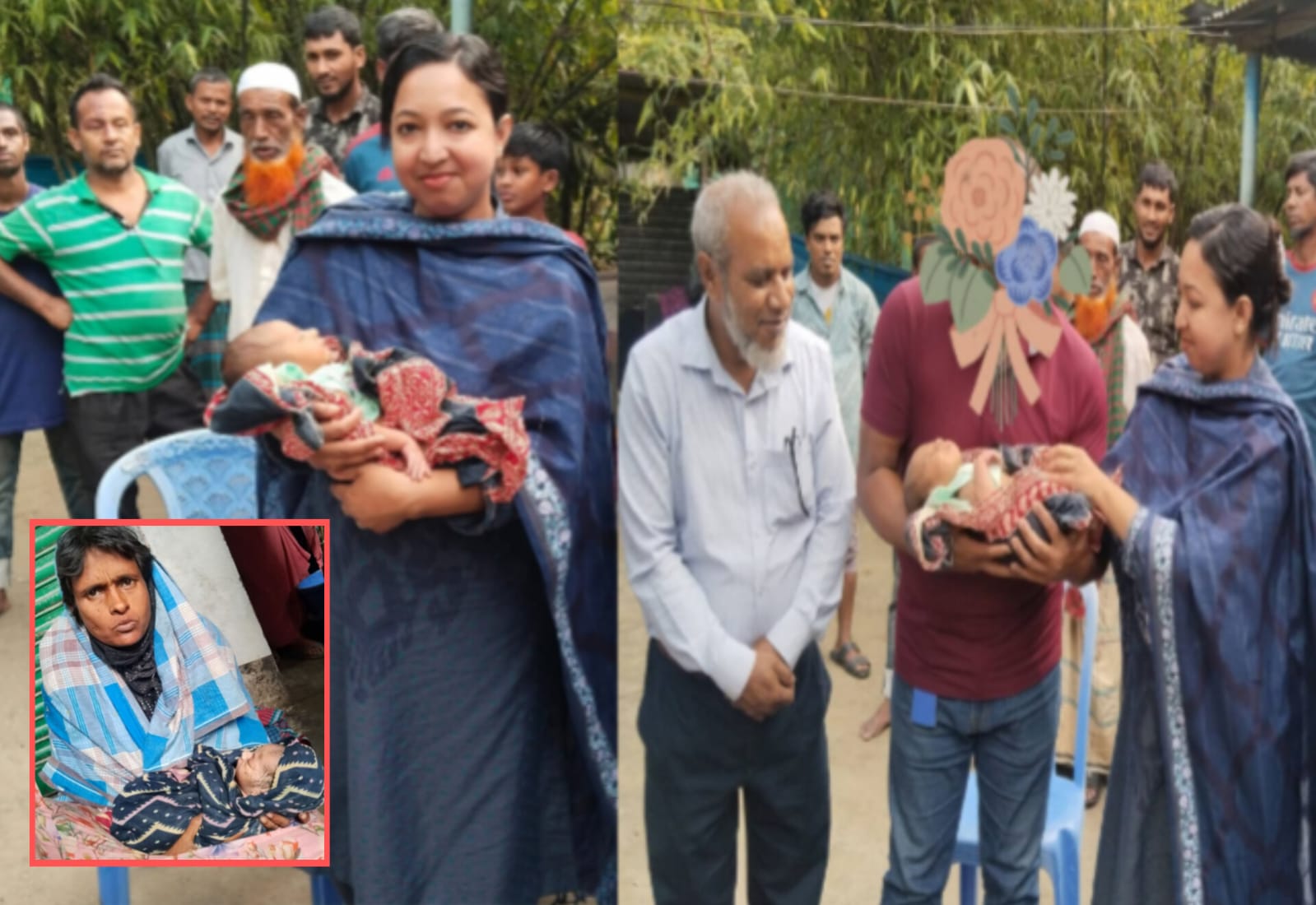 কিশোরগঞ্জ মানবিকতায় অনন্য দৃষ্টান্ত: নিঃসন্তান দম্পতির কোলে তুলে দেওয়া হলো নবজাতক